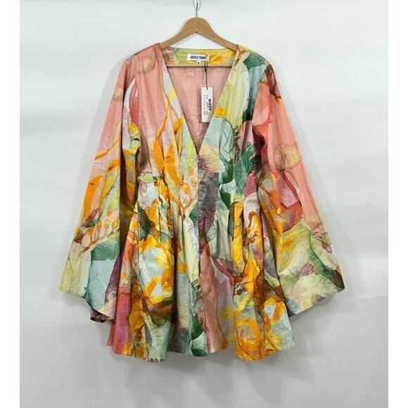 ANDREA IYAMAH Sz XXL 2x Zuli Print Pana Romper NWT Watercolor Cotton - Picture 8 of 11